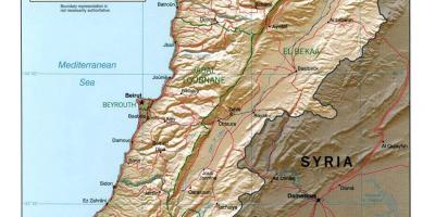 Zemljevid Libanon topografske