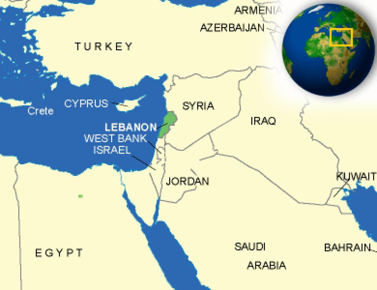 Libanon na zemljevidu