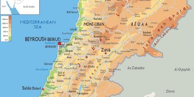 Zemljevid Libanon fizično